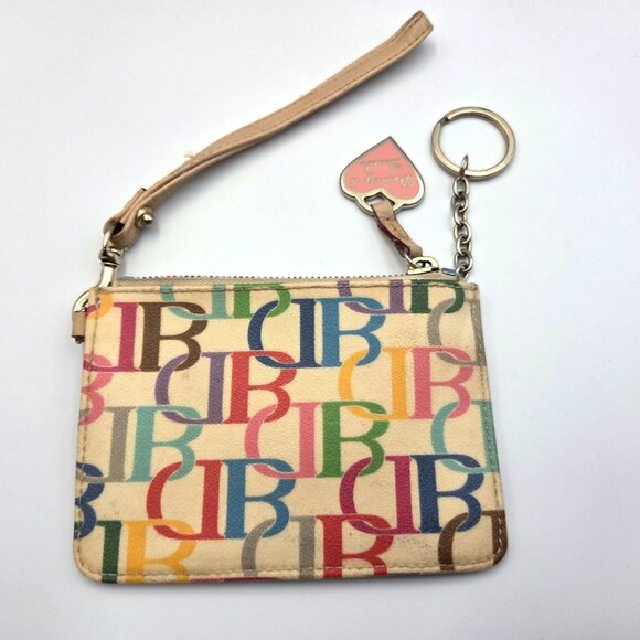 Vintage Dooney & Bourke Wallet Wristlet Rainbow DB Monogram Coated Canvas Y2K - Picture 1 of 7